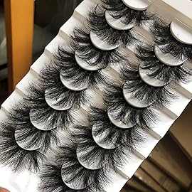 Gmagictobo False Eyelashes 20MM Lashes Dramatic 3D Faux Mink Lashes Wispy Eyelashes Long Thick Volume 8 Pairs Soft Handmade Strip Eye Lashes Pack