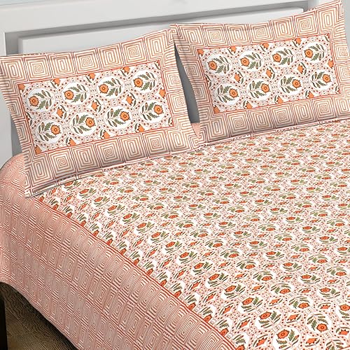 Miniatura 3 de IndianCultura - Juego de sábanas de 100% algodón 100% de lujo, juego de sábanas con diseño de cachemira, sábana de 120 hilos y funda de almohada,