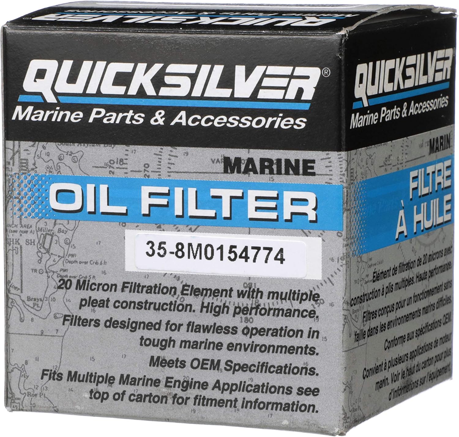 Quicksilver 8M0154774 Oil Filter for Various Marine Engines (Pack of 2)