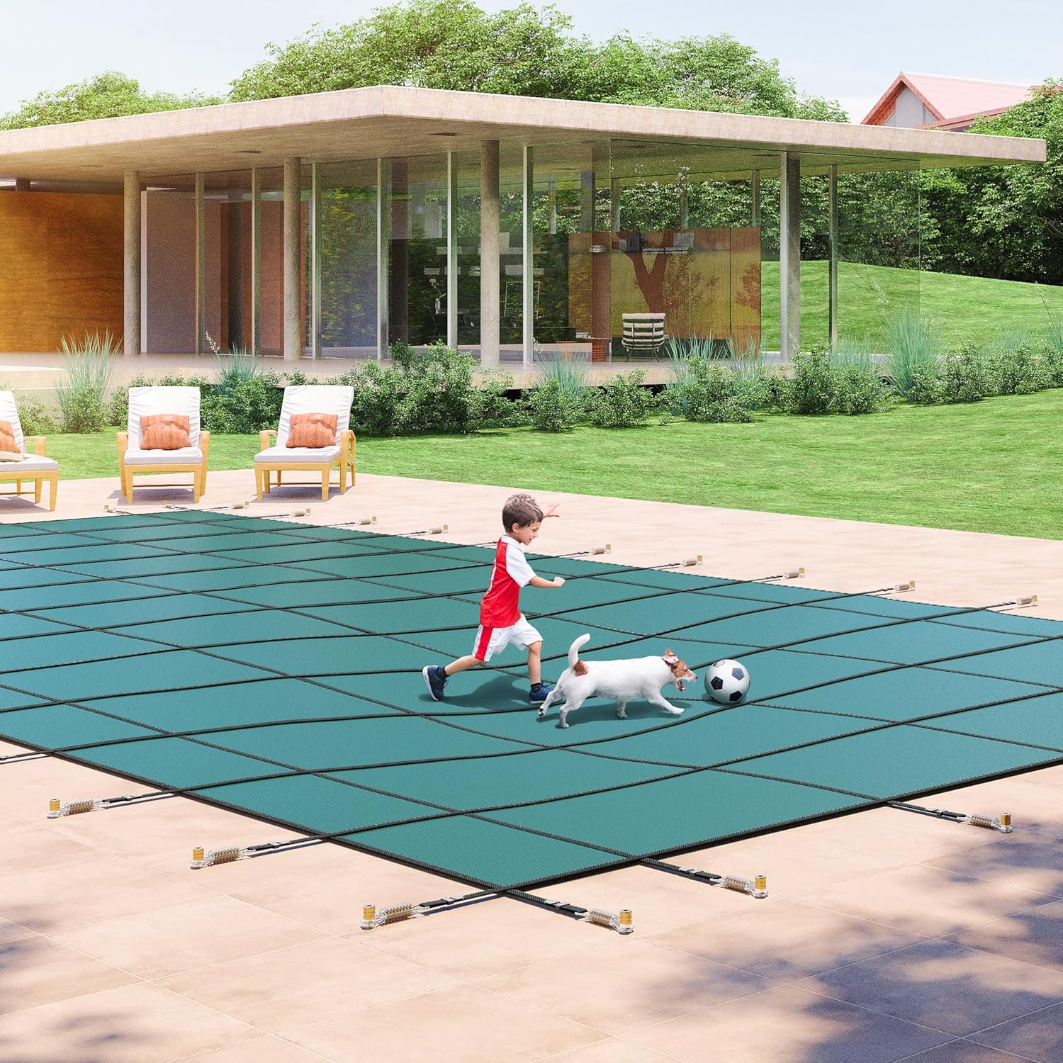 Yankee Pool Safety Inground Pool Cover -18x36 Ft Safety Pool Cover w/Anchors, Full Set Installation Tools, Ultra-Dense UL Classified to ASTM F1346, Weather-Resistant Pool Covers for Inground Pools.