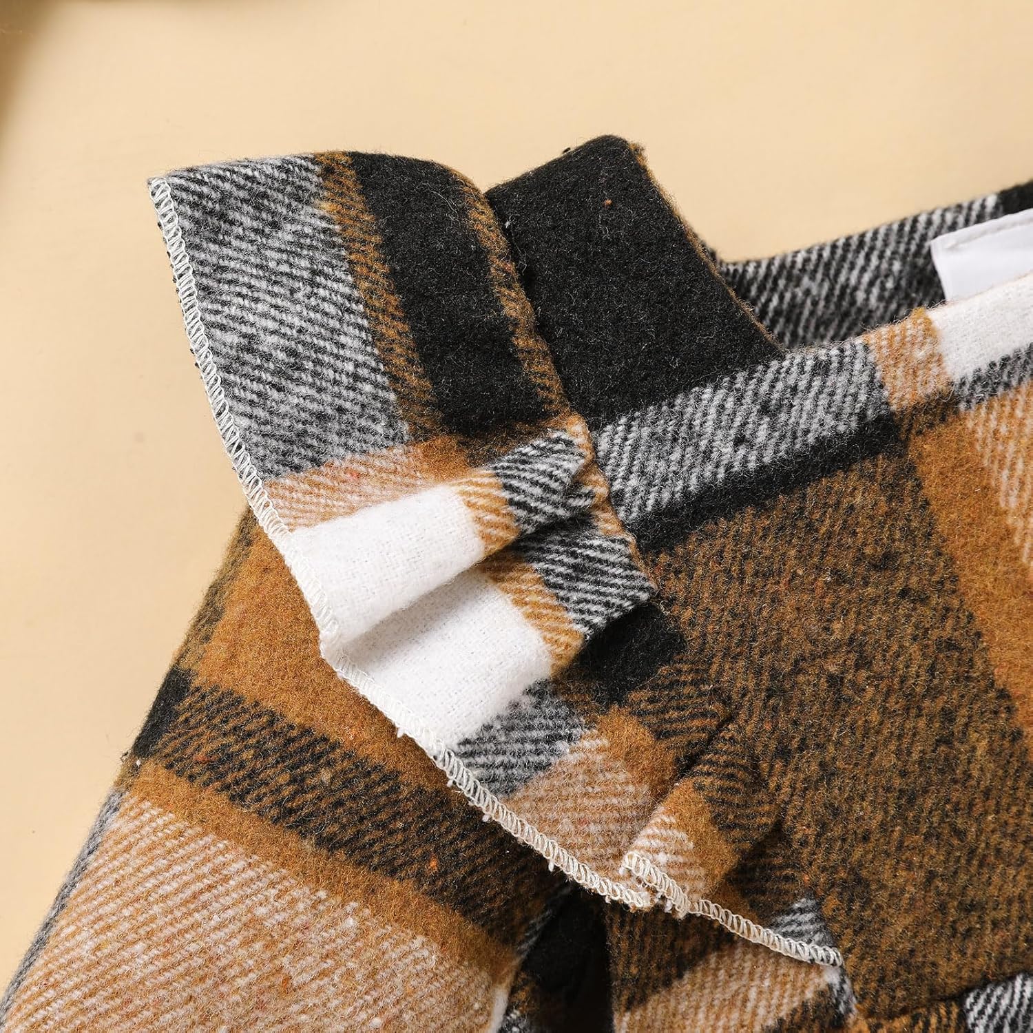 Newborn Baby Girl Fall Winter Clothes Plaid Long Sleeve Romper Buttons Outfit Ruffles Dress with Bow Headband - Image 5