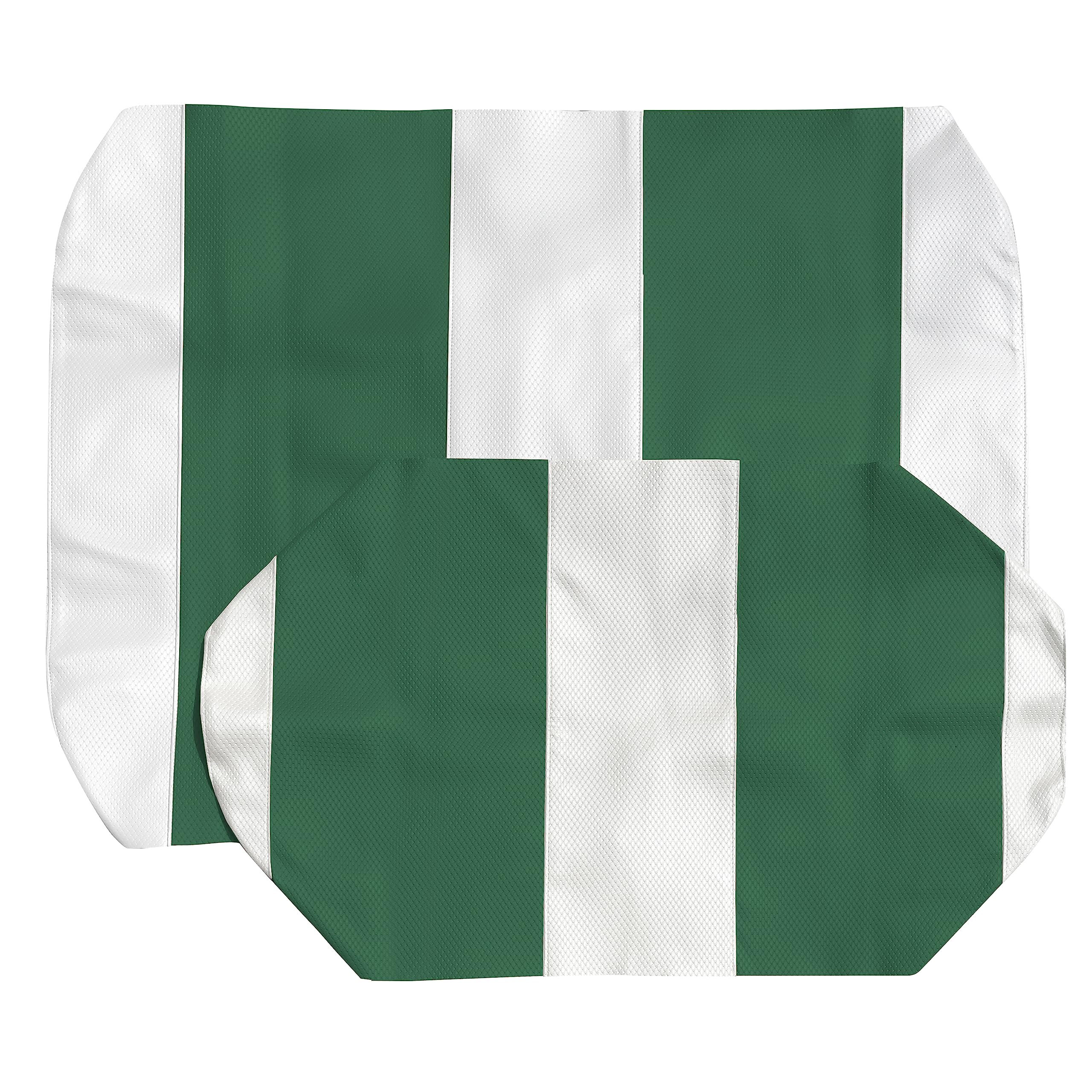 EZGO TXT Replacement Golf Cart Seat Cover Staple On Installation - 2 Piece - Premium Marine Vinyl - 5 Panel Stitching - Two-Tone (White & Green) โ image 1