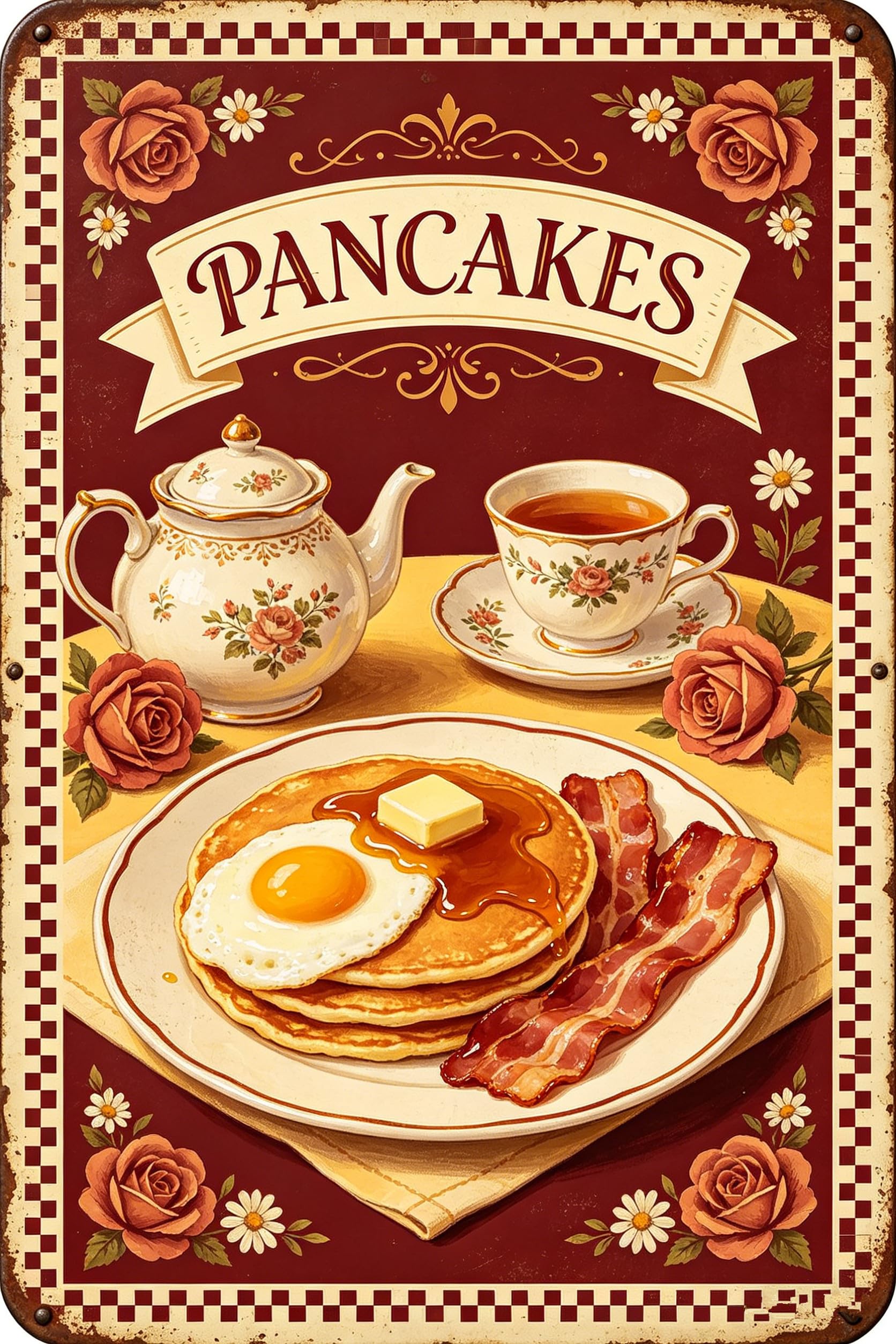 Liantsh 03 Fast Food Vintage Tin Sign - Hot Dog Pancakes Retro Metel Sign - Wall Decor Wall Sign For Kitchen Bakery Cafe Restaurant
