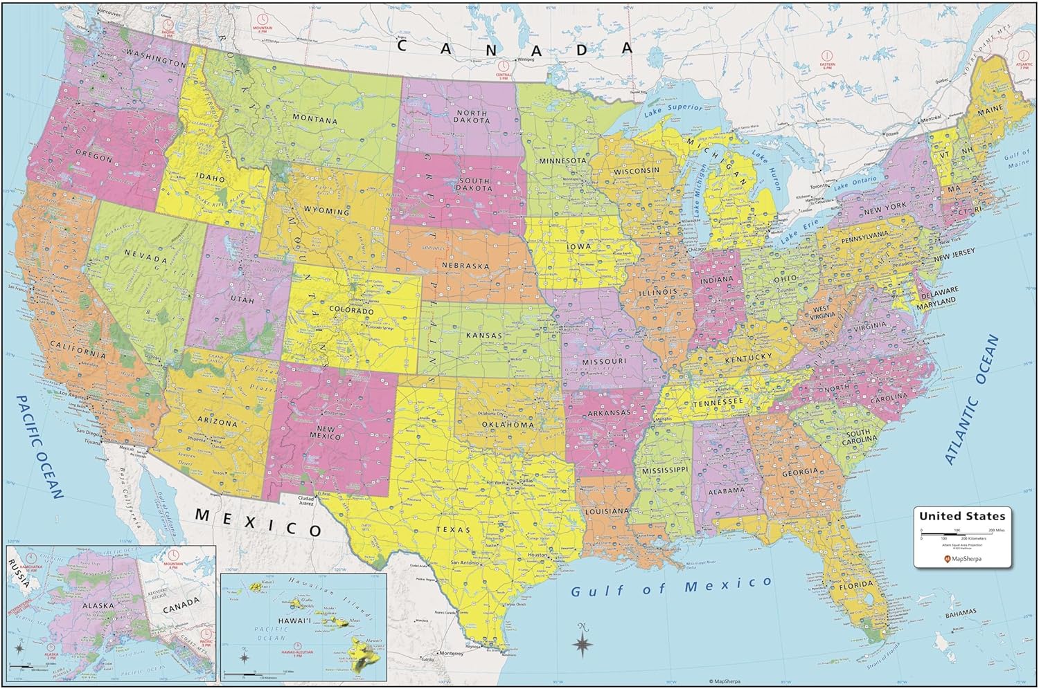 MapSherpa: United States Wall Map - Extra Large - 60 x 40 inches - Front Lamination