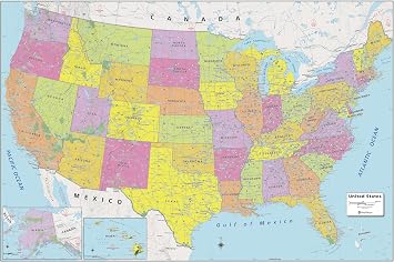 MapSherpa United States Wall Map - Extra Large - 60 x 40 inches - Front Lamination