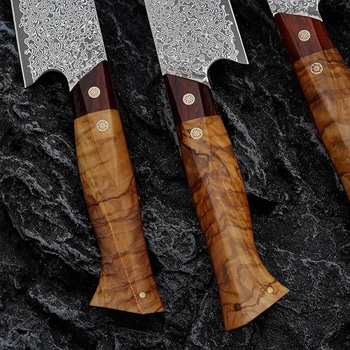 Miniatura 4 de FZIZUO Cuchillo de chef japonés profesional 8 pulgadas estructura de quilla de una sola pieza hecho a mano VG10 Damasco con núcleo de acero laminar