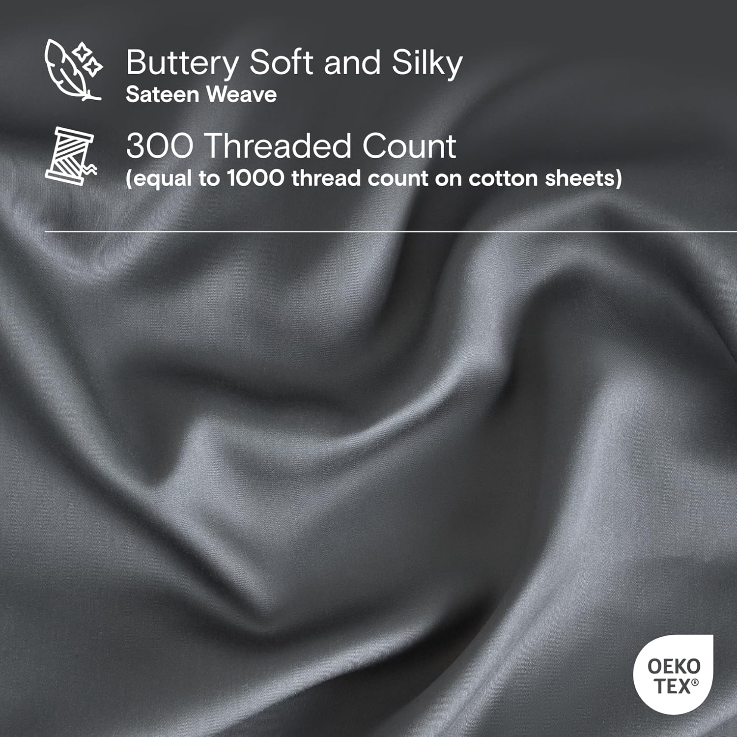 DOZ Duvet Cover Set, 100% Viscose derived from Bamboo, Organically Grown, Buttery Soft, Cooling Duvet Covers, High GSM, 1 Duvet Cover and 2 Pillowcases, 106"x90" (Storm, King/Cal King) - Image 3