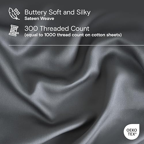 Miniatura 3 de DOZ - Juego de sábanas suaves, con alto número de ozyd y esquinas profundas, 100% viscosa derivada del bambú, 3 piezas, 2 fundas de almohada y 1