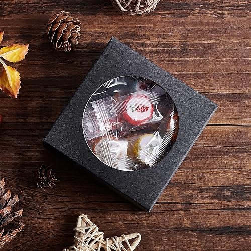 Miniatura 7 de BENECREAT Paquete de 24 cajas de papel kraft con ventana transparente de 3 x 3 x 1.2 pulgadas, cajas de embalaje de regalo de papel kraft negro para