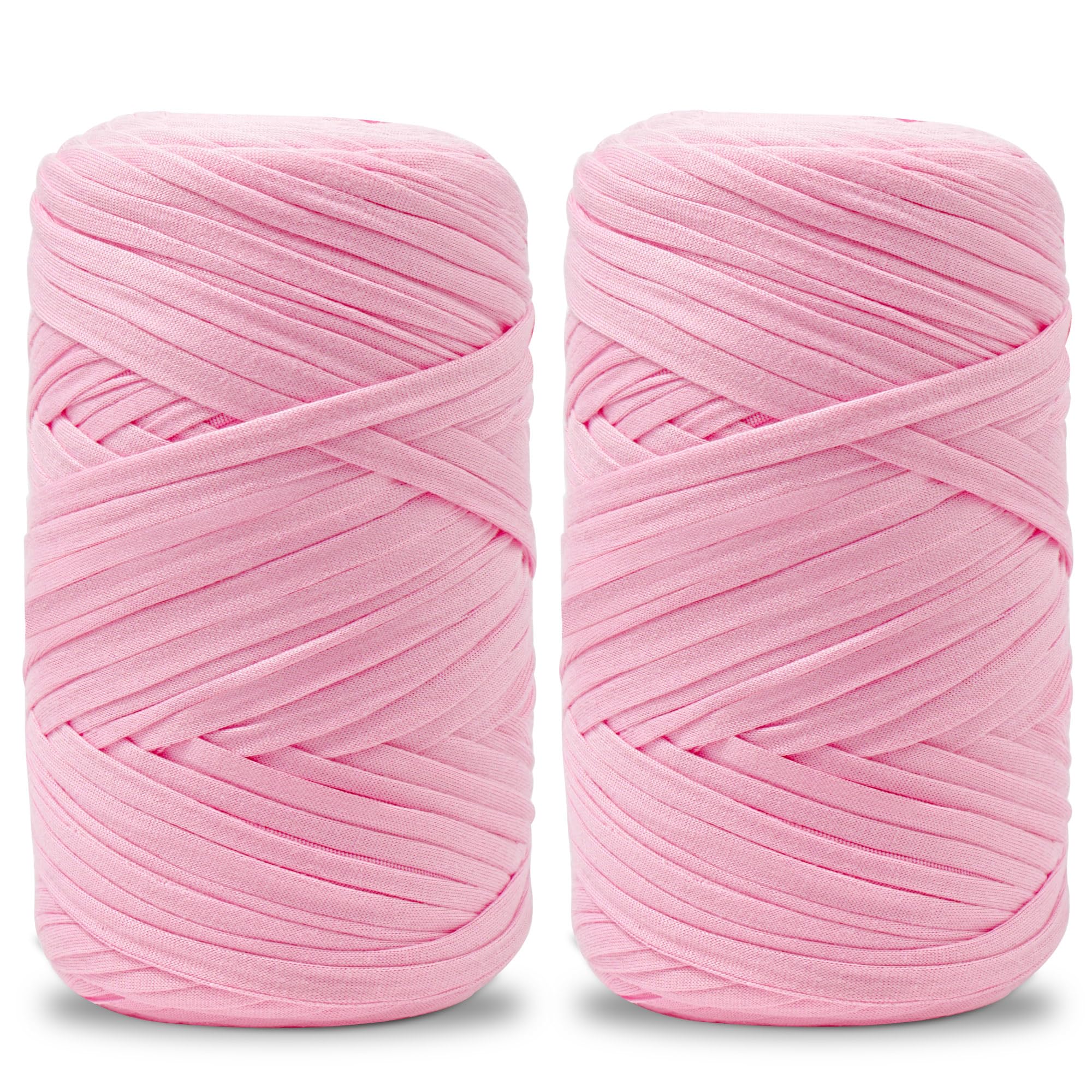 Vincona 2x200g T-Shirt Yarn, T Shirt Elastic Fabric for Crocheting, Knitting for Crocheted Bags, Baskets, Wall Hangings, Home Decoration, DIY Crafts Princess Pink 06