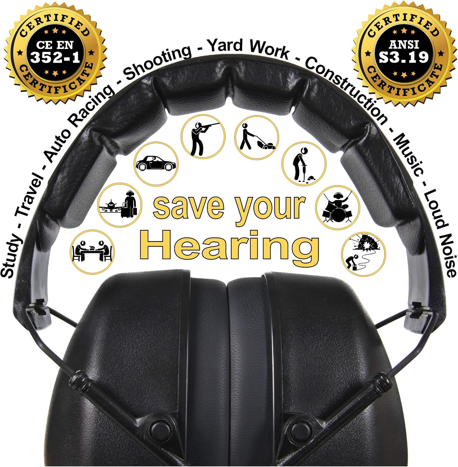 ❤ Crаzу Dеаlѕ ClearArmor 141001 Shooters Hearing Protection Safety Ear Muffs Folding-Padded Head Band Ear Cups, Black