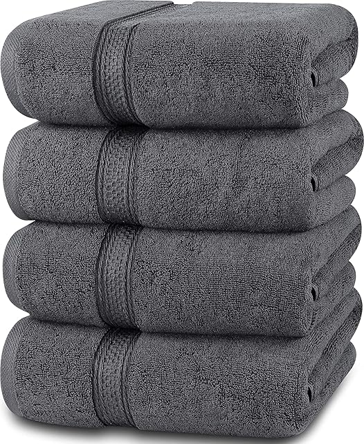Utopia Towels - 4 Piece Bath Towels Set (69 x 137 CM) - Premium 100% Ring Spun Cotton - Quick Dry, Highly Absorbent, Soft Feel Towels, Perfect for Daily Use (Grey)