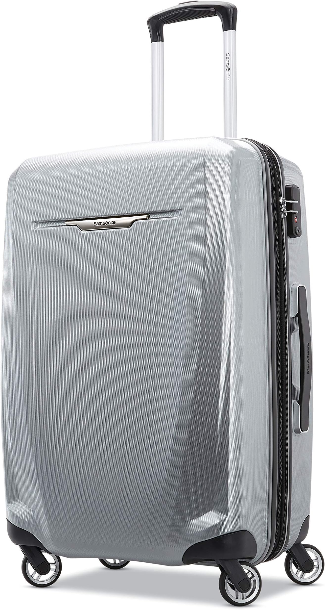 Samsonite Winfield 3 DLX Hardside Expandable Luggage with Spinners, Silver, Checked-Medium 25-Inch