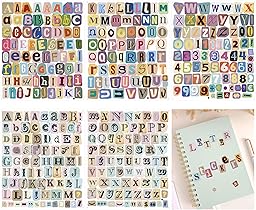 372 Pcs Vintage Letter Stickers, 1 Inch Self-Adhesive Alphabet Number Vinyl Stickers, Waterproof Decorative Stickers for Scrapbooking, Journaling, Laptop, Water Bottles, DIY Crafts (5 Sheets)