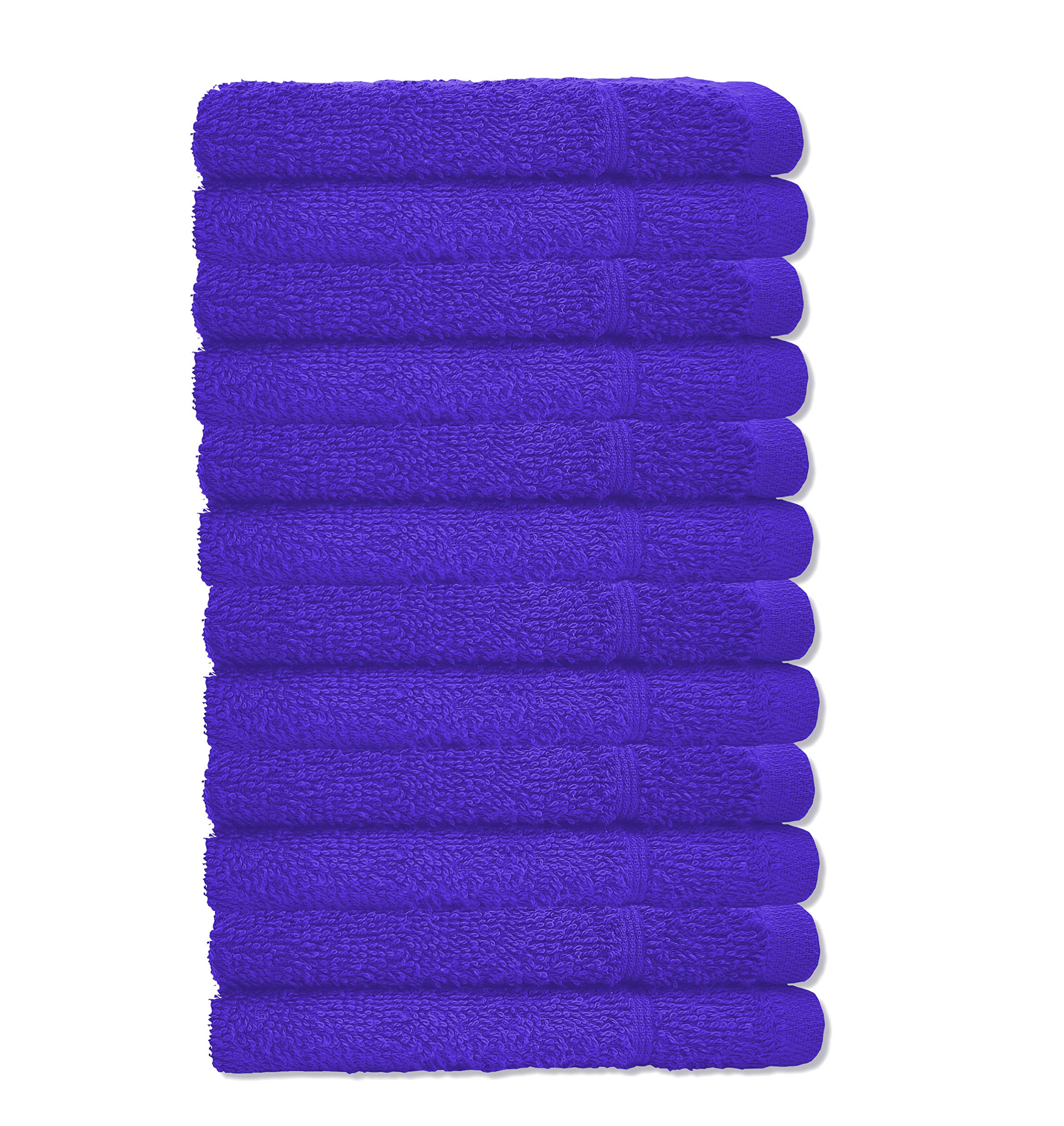 A & B TRADERS Washcloths 100% Prime Egyptian Cotton Pack of 12 Facecloths Flannels Super Soft Quick Dry 30 x 30cm (Purple)