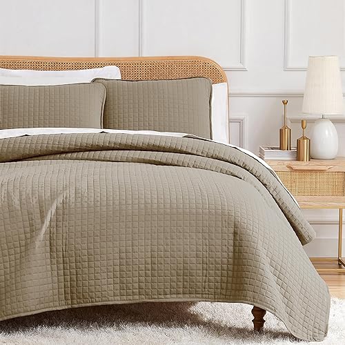 Southshore Fine Living, Inc. - Juego de edredón liviano, con 2 fundas de almohada a juego, tamaño matrimonialQueen, color gris pardo