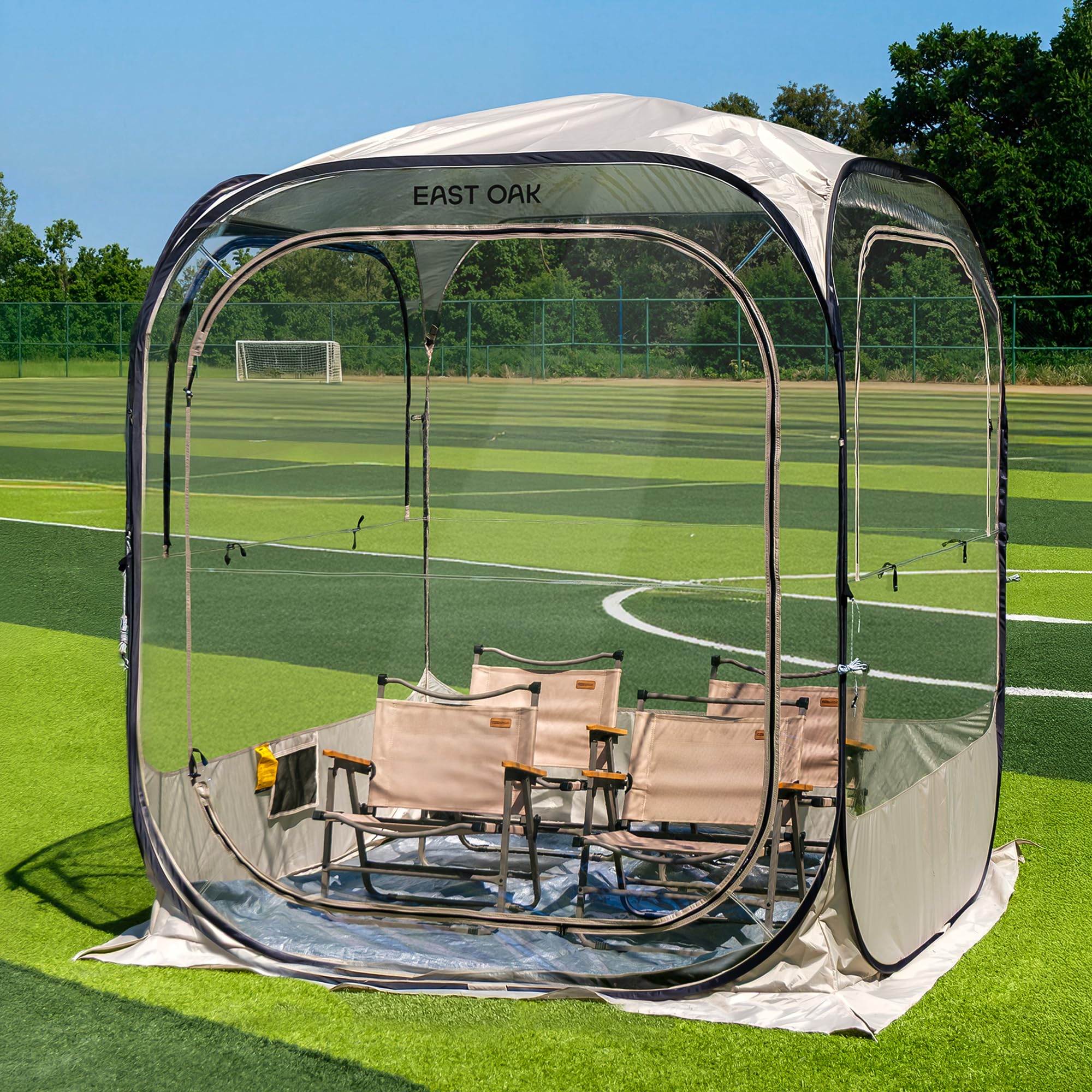 East Oak Weather Sports Tent for Fishing, Sports Event | Pop Up Bubble Tent Instant Sun &amp; Rain Shelter | No Condensation, Spacious Interior, Ultra Visibility | All Weather Protection | 6 x 6 FT