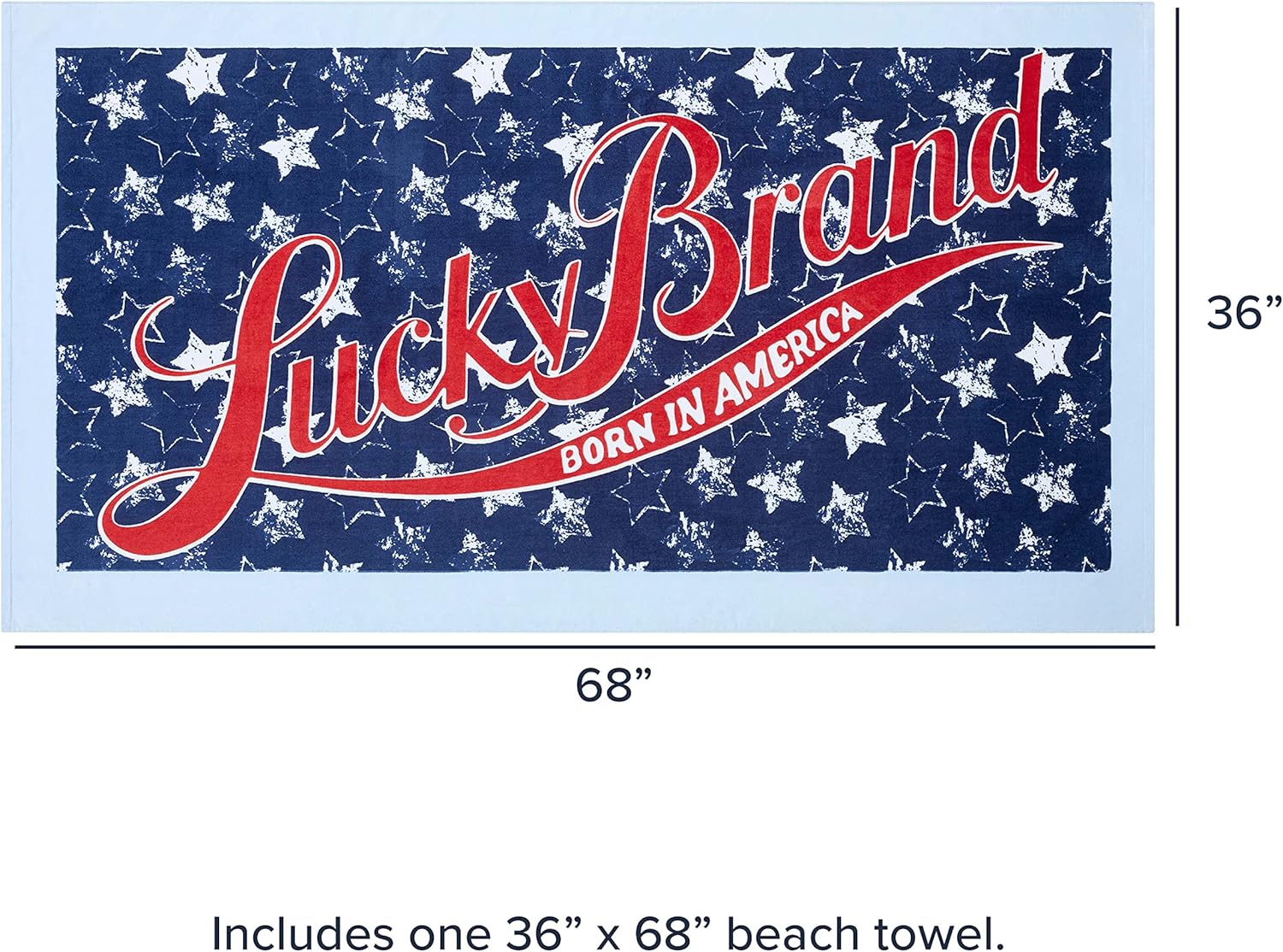 Lucky Brand 100% Cotton Extra Large Beach, Pool, Bath - Lightweight & Quick Dry - 36 in. x 68 in (1 Pack) - Navy Blue Star Legend Pattern Adults