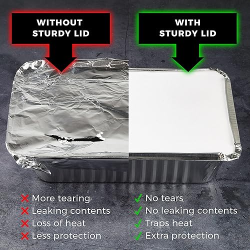 Miniatura 3 de NYHI Sartenes de aluminio desechables de 8.4 x 5.9 pulgadas con tapas, recipientes de papel de aluminio para cocinar, hornear, preparación de