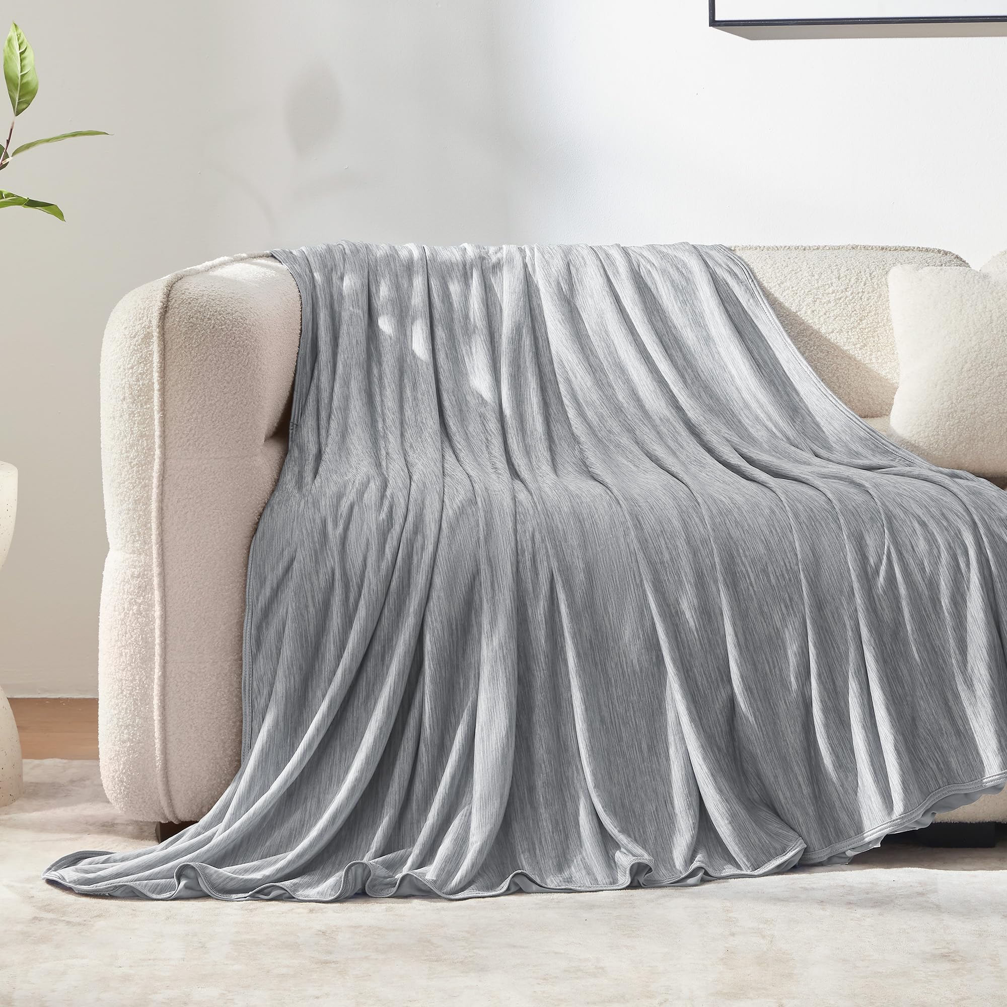 SLEEP ZONE Nanotex Cooling Blanket for Hot Sleepers, Double-Sided Cold Blanket King Size for Bed, Lightweight Summer Blankets for Sleeping (Grey, 90''x108'')