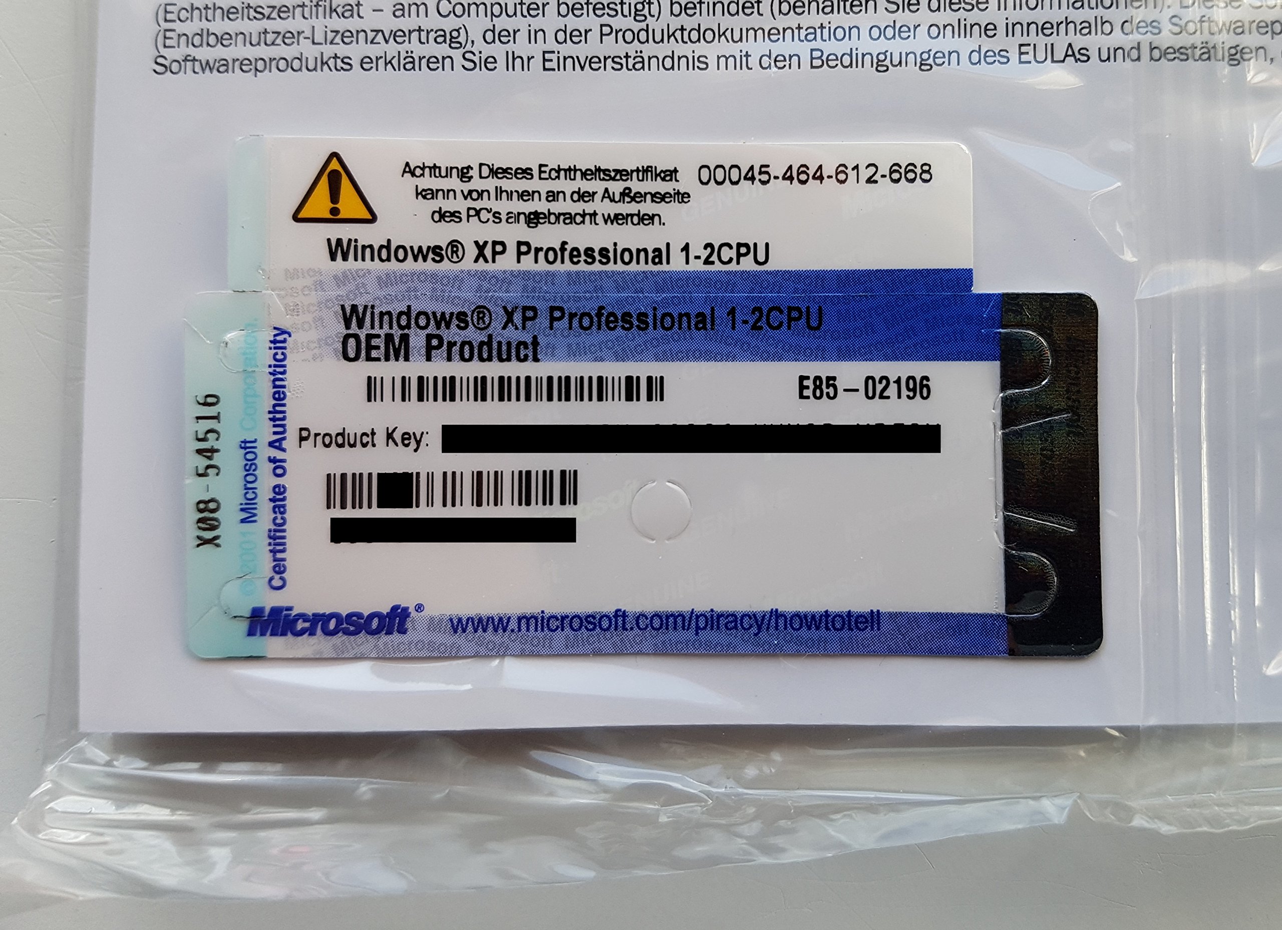 Microsoft Windows XP Professional 1-2CPU 32-Bit Systembuilder Edt. Version 2002 E85-02196 Original
