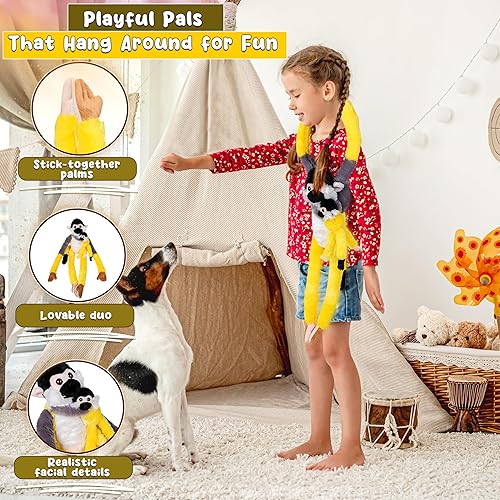 Vista 50 de Forest & Twelfth Gibón colgante para mamá y bebé de 28 pulgadas, animales de peluche para niños, lindos y abrazables, animales de zoológico ideales