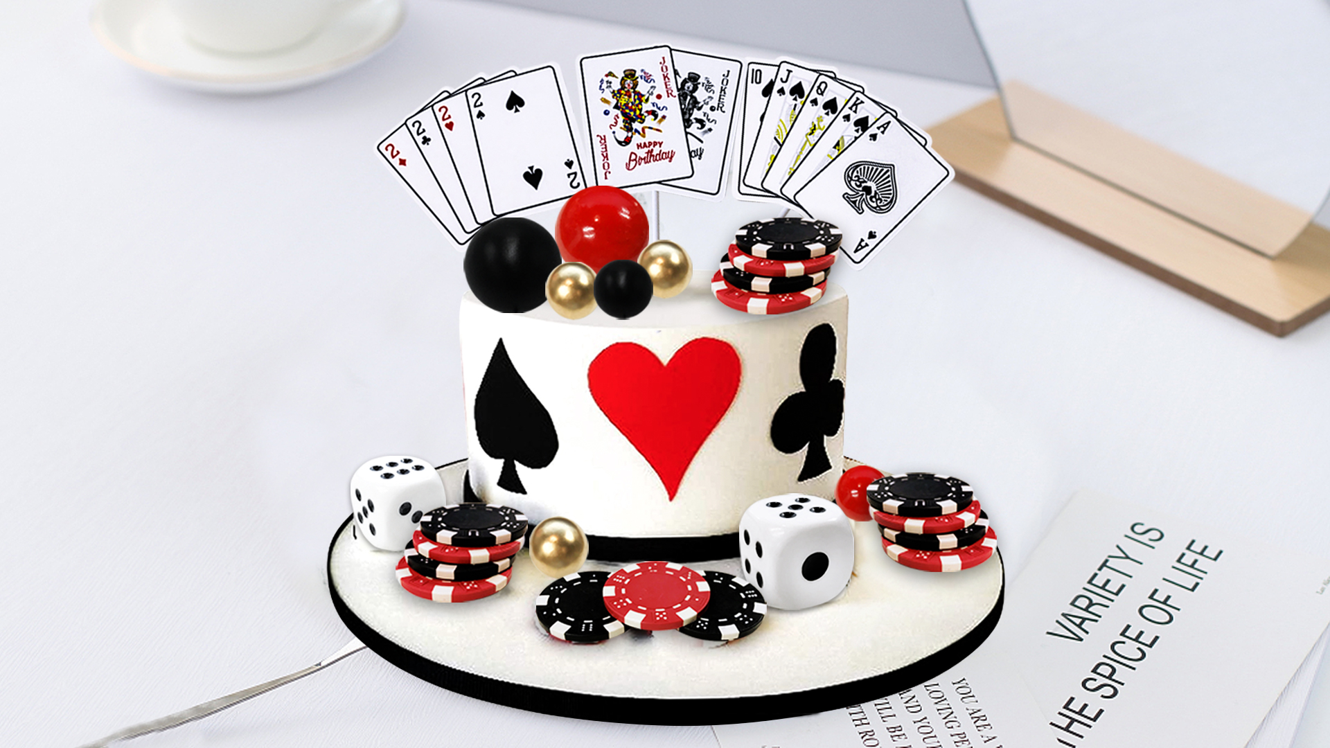 Déco Gâteau Thème Casino Las Vegas - Mini Machine à Sous, Jetons, Dés - Pour Fêtes à Thème