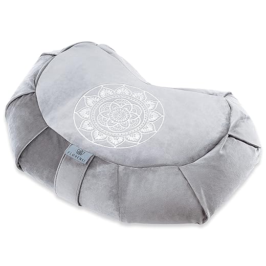 Florensi Meditation Cushion - Comfortable Floor Pillow - Traditional Tibetan Meditation Pillow with Beautiful Velvet Cover - Large Floor Cushion Seating for Adults - Premium Yoga Buckwheat Bolster