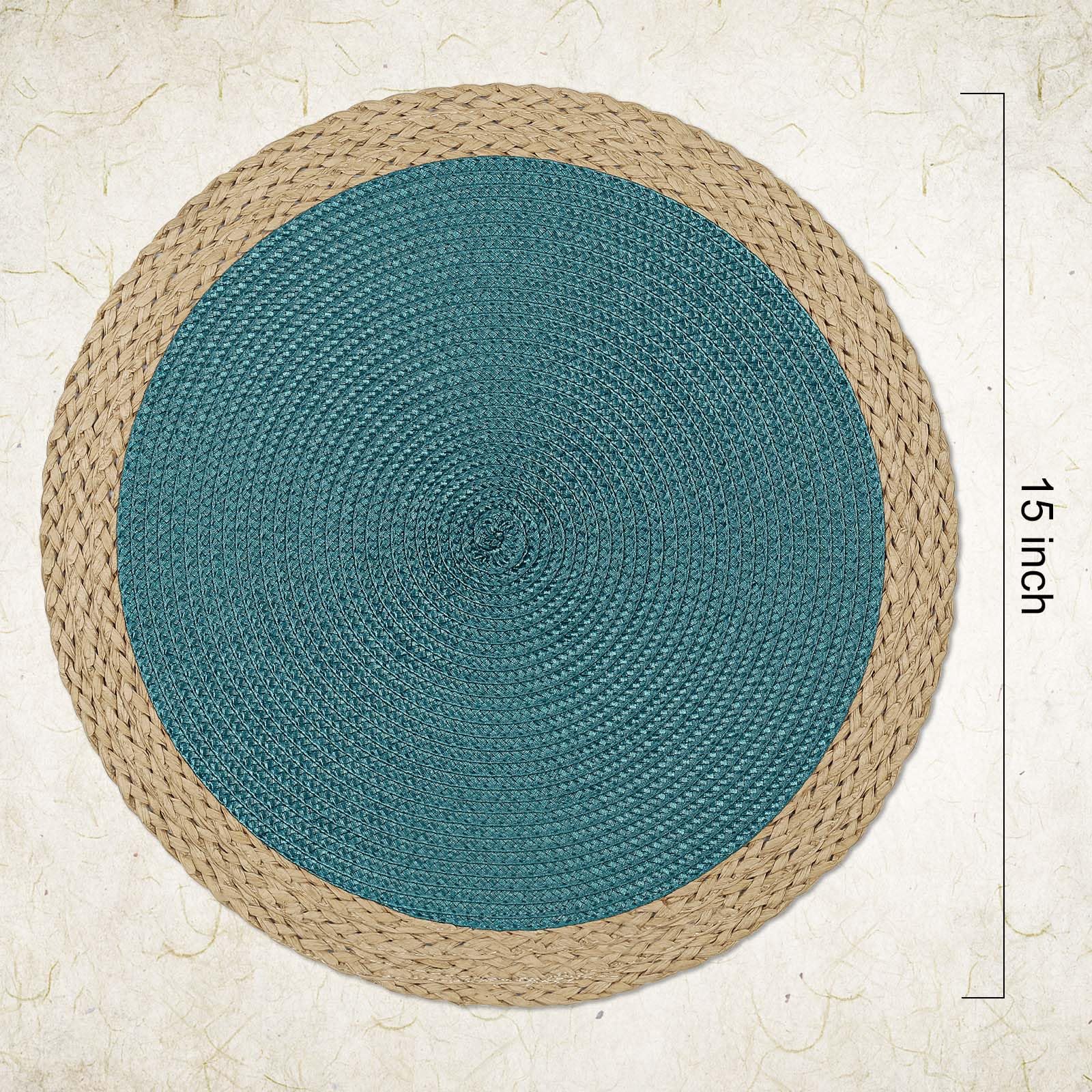 Noctiflorous Lot de 8 sets de table ronds tressés - 38,1 cm - Antidérapants et lavables - Bords larges pour décoration de table de cuisine et salle à manger (bleu, 8)