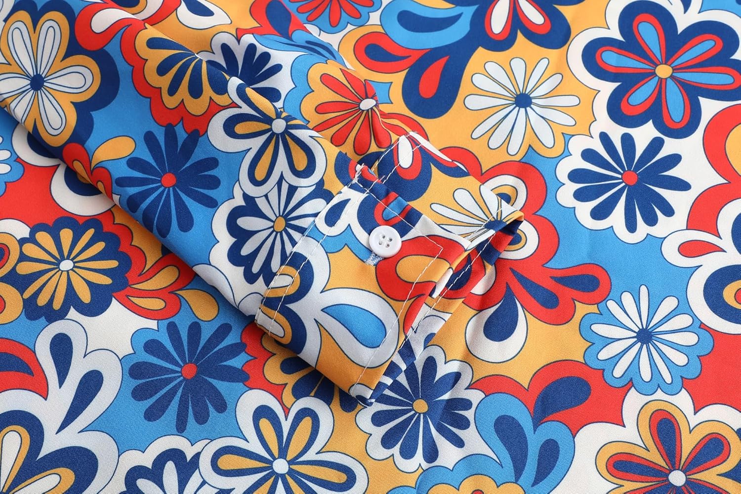 70s Outfits for Men Long Sleeve Casual Button Down 70s Disco Retro Paisley Shirt 70s Floral Vintage Hip Hop Shirts - Image 6