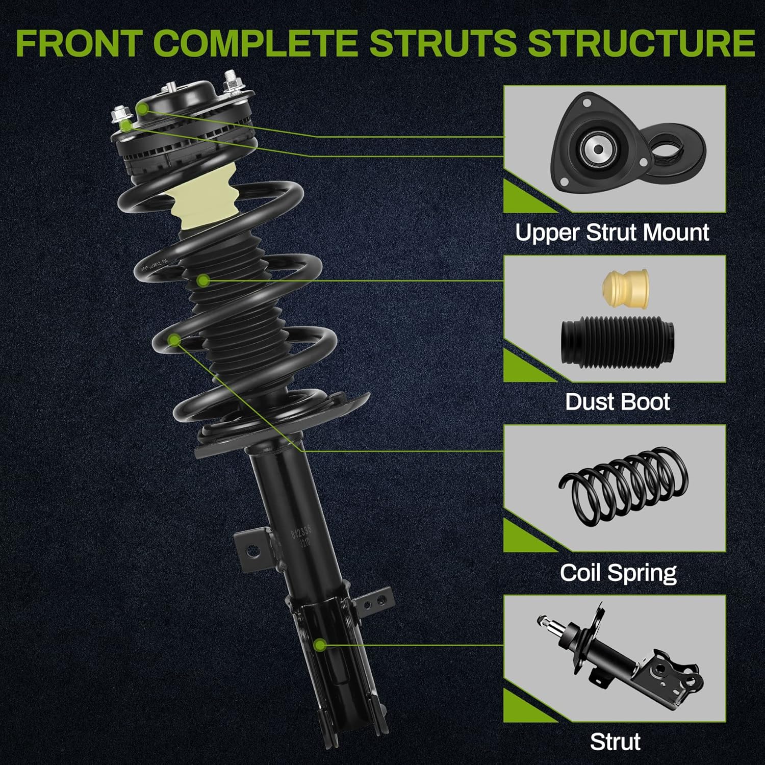 AUTOSAVER88 Front Pair Complete Struts Shocks Assembly Compatible with 2009-2019 Journey V6