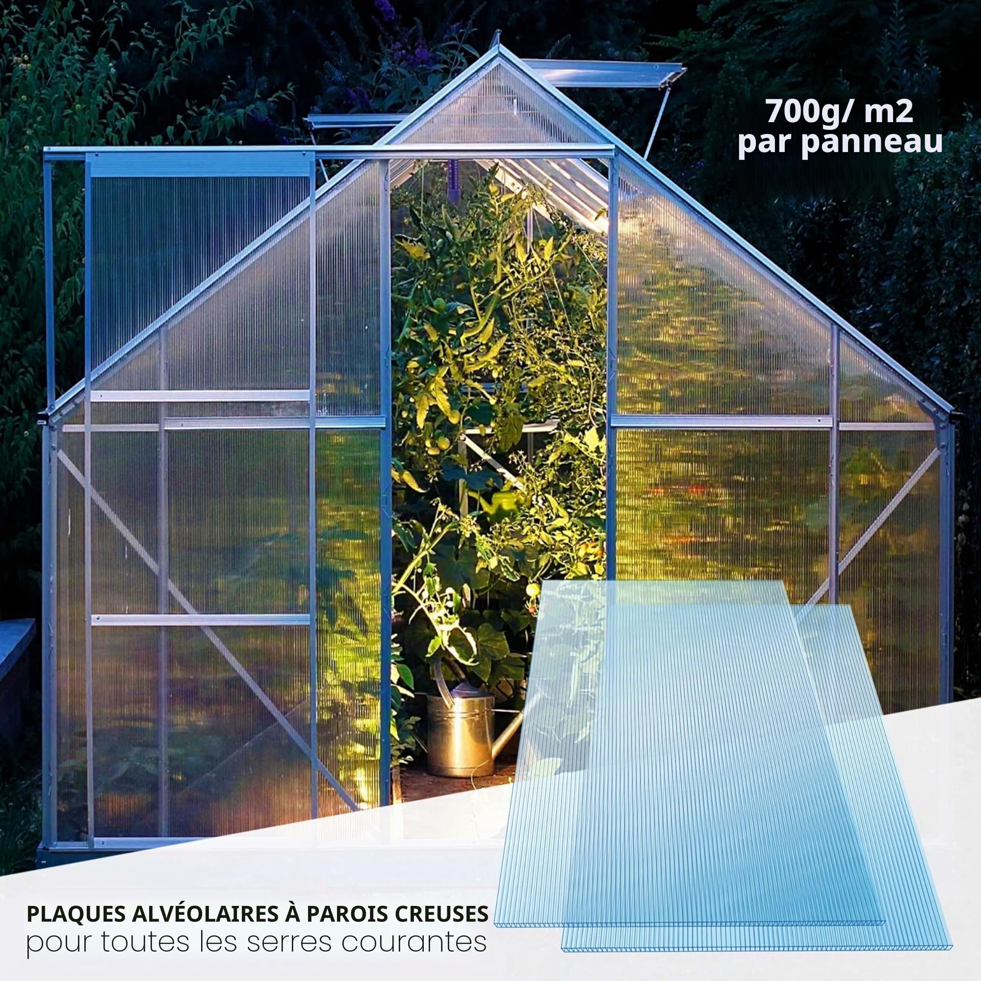 KESSER® 14 Plaques alvéolaires en Polycarbonate 4 mm | Panneau alvéolaire Double de 10,25 m², 121 x 60,5 cm