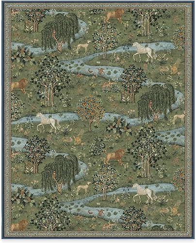 Vista 343 de RUGGABLE x Morris & Co Tapete prémium de pasillo lavable, para pasillo, cocina, entrada, sala de estar, dormitorio u oficina, con base Madreselva