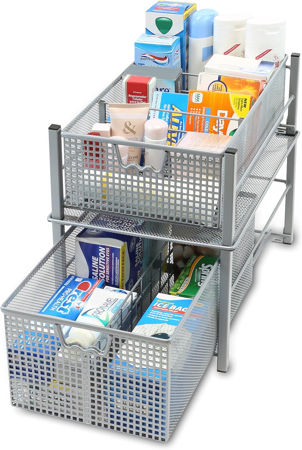 Kitchen DecoBros Mesh Basket Organizer Silver Kitchen & Dining