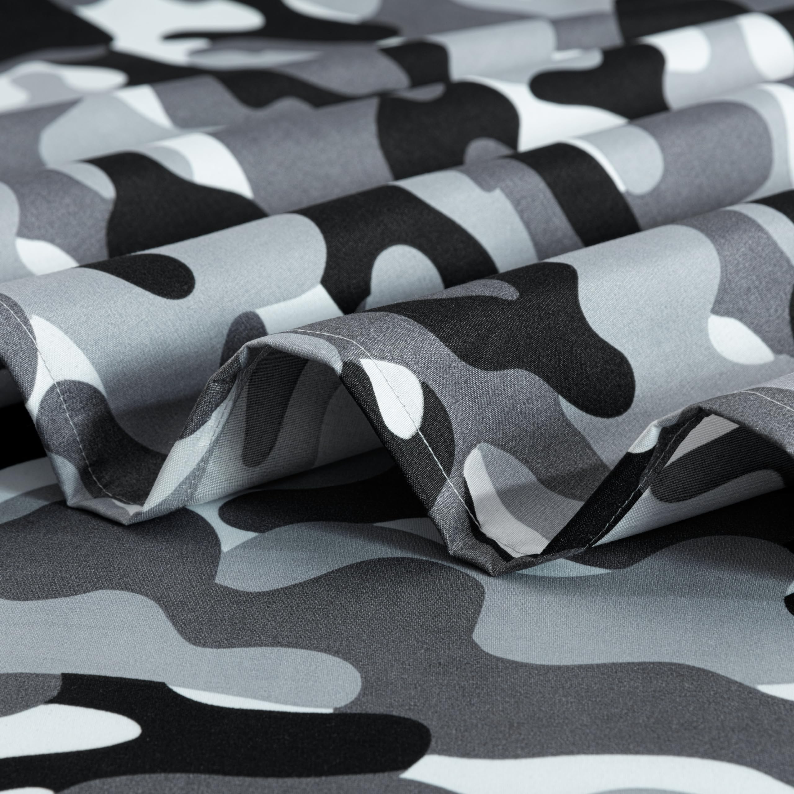 Chezmoi Collection Juego de sábanas de camuflaje militar, 4 piezas, juego de sábanas y fundas de almohada de microfibra con estampado de camuflaje negro y gris, suave, transpirable, tamaño King