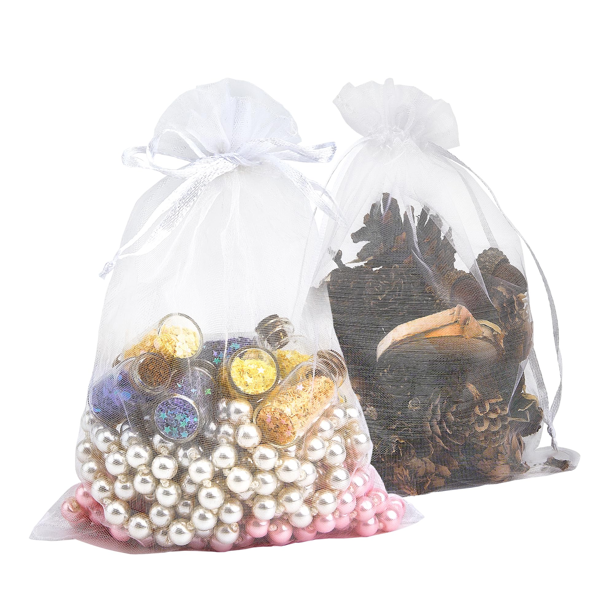 Photo 1 of PACKINNO 100pcs White Organza Bags, Sheer Organza Bags 4x6 Inch, Small Mesh Bag Drawstring, Jewelry Gift Bags for Party, Candy, Christmas, Festival, Bathroom Soaps, Makeup