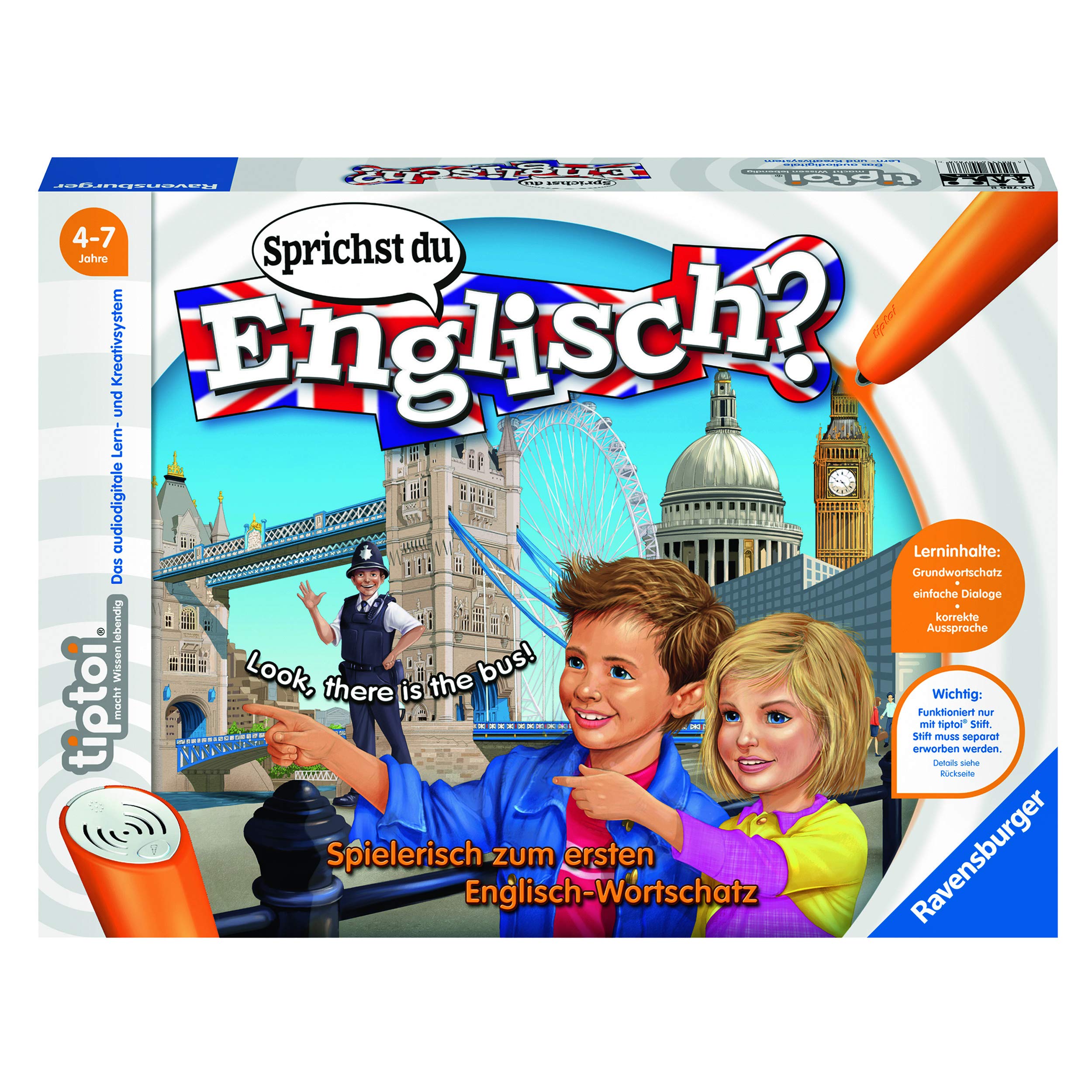Ravensburger tiptoi 00786 – Sprichst du Englisch? Lernspiel mit tiptoi Stift