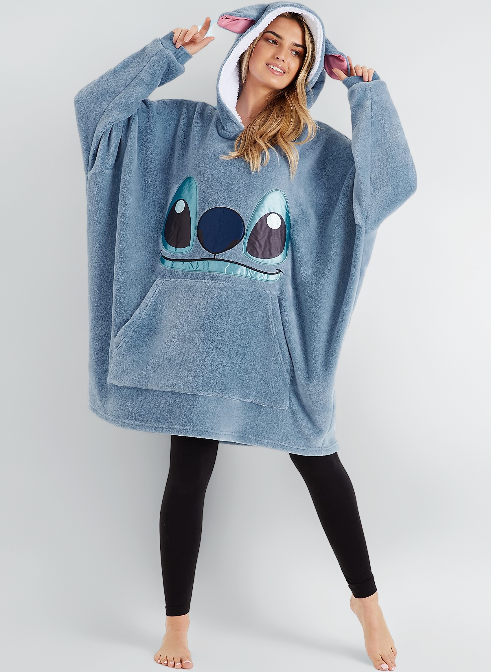 Stitch Hoodie Blanket for Women Teenagers Fleece Wearable Blanket Warm Cosy Oversized Hoodie with Sherpa Hood Loungewear Stitch Gifts for Her