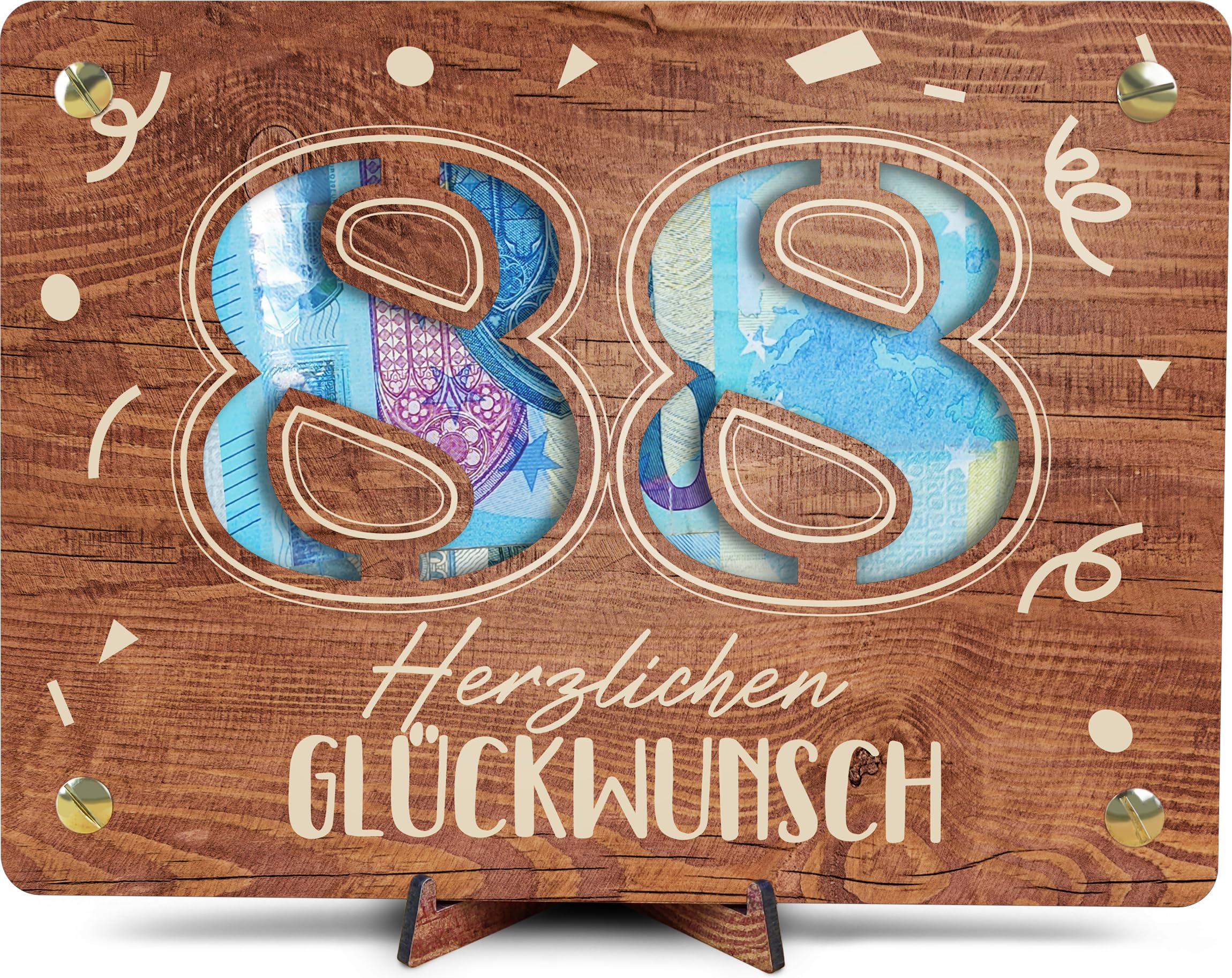 Generisch 88. Geburtstag - XL Geldgeschenk aus Holz inkl. Ständer | Geschenk 88. Geburtstag - 88 Geburtstag Frauen, Männer, Deko