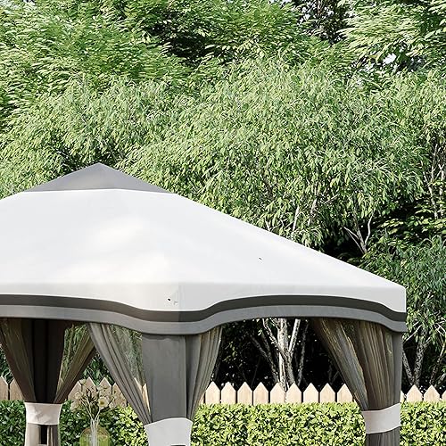 Miniatura 9 de Outsunny Tienda de campaña desplegable de 10 x 10 pies con red, tiendas instantáneas para fiestas, altura ajustable, con bolsa de transporte con