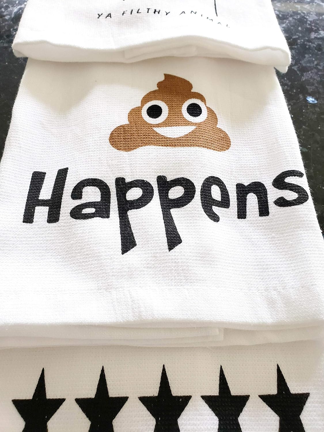 Cotton Kitchen Hand Towels Set, Soft Highly Absorbent 100% Terry Cloth Tea Towel Simple Funny Design Decorative Durable Large White Bathroom Powder Room Gift 28 X 12 Inches Set of 3 (Bathroom) - Image 2