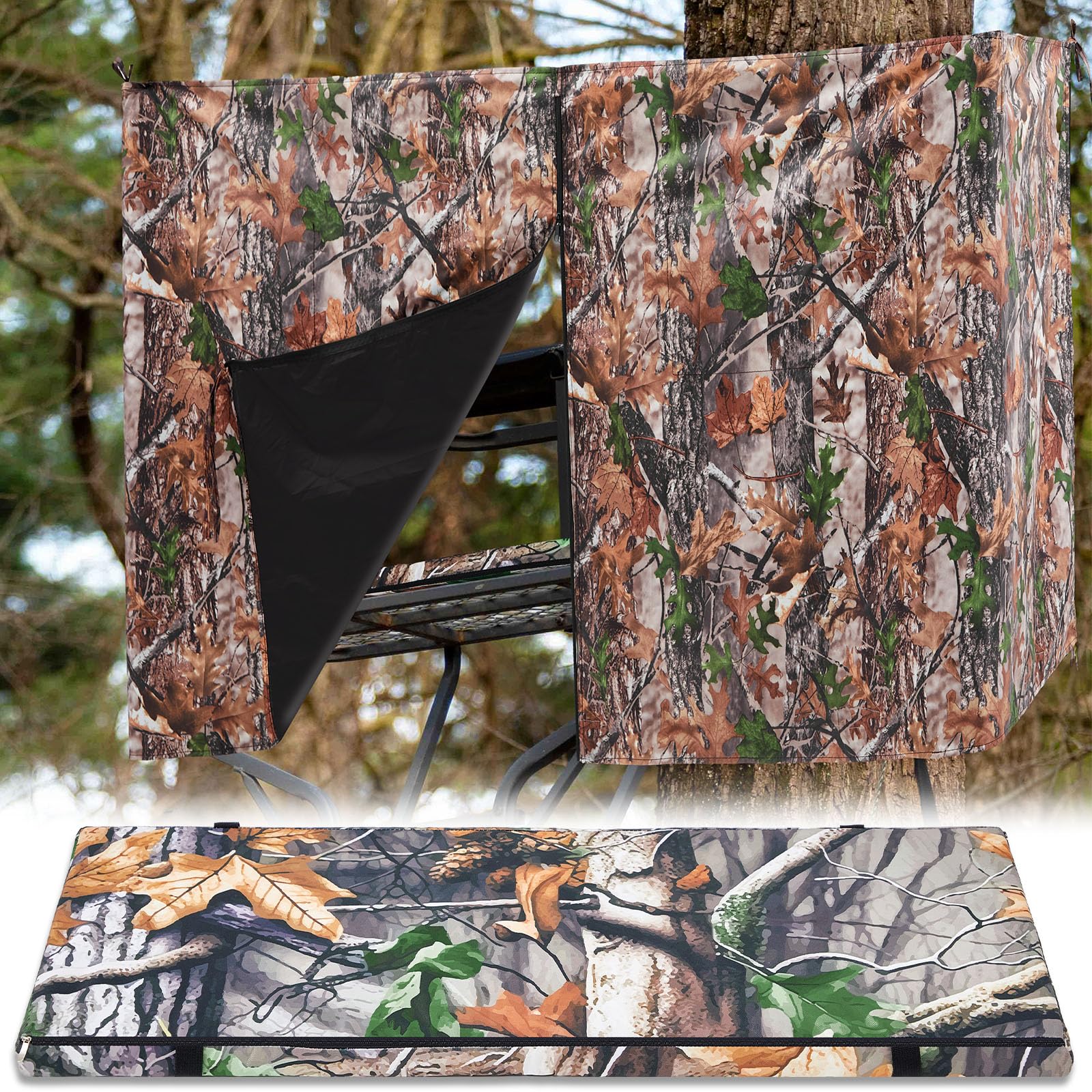 Soulchen 2 Pcs Hunting Tree Stand Blind Kit with 2 Man Seat Cushion