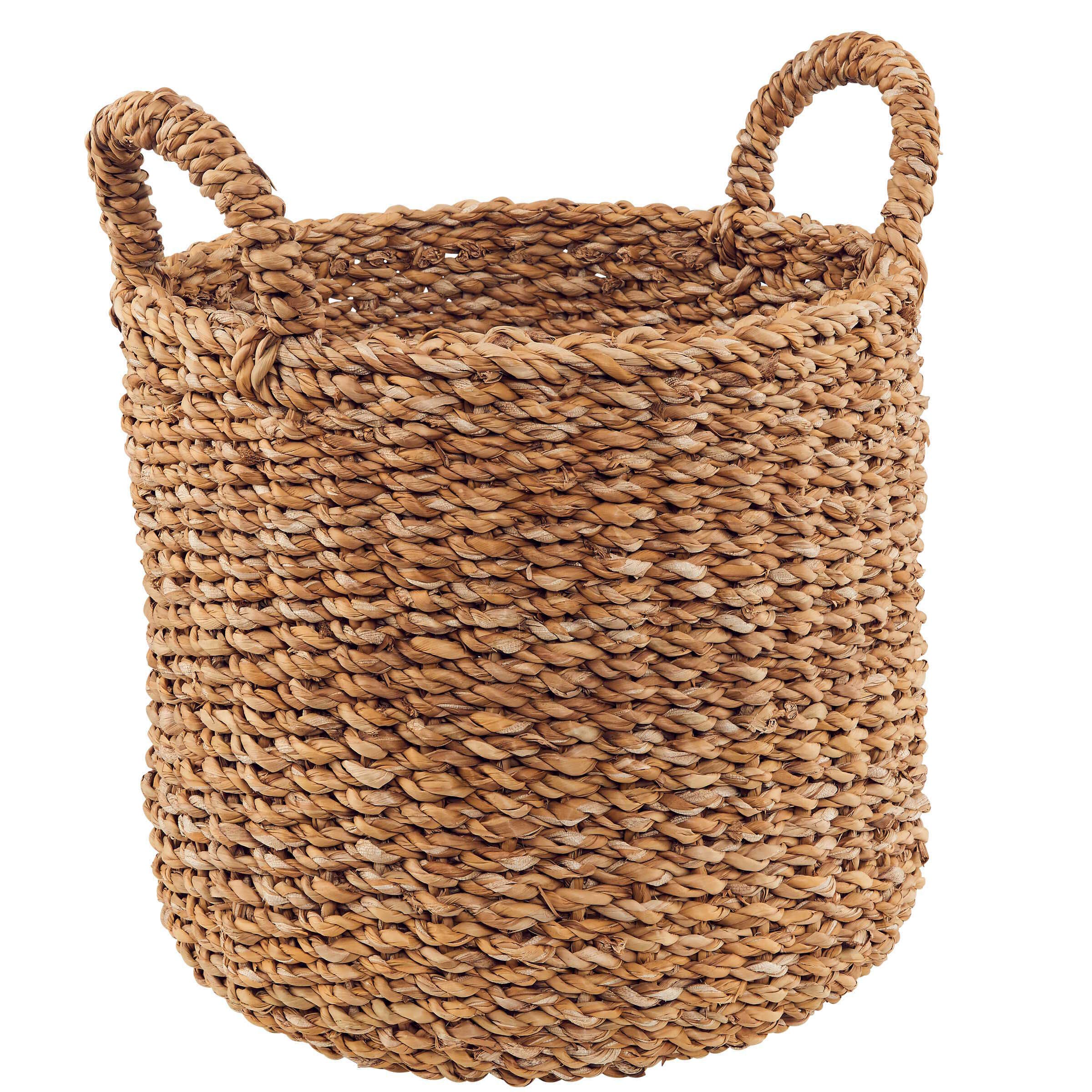 Boltze Korb Sophy 3-teilig (rund, mit Griffen, Aufbewahrungskörbe aus Seegras, natürliche Farben, Deko-Körbe im Boho Stil, Skandinavisch, ø 30-40 cm) 2952500
