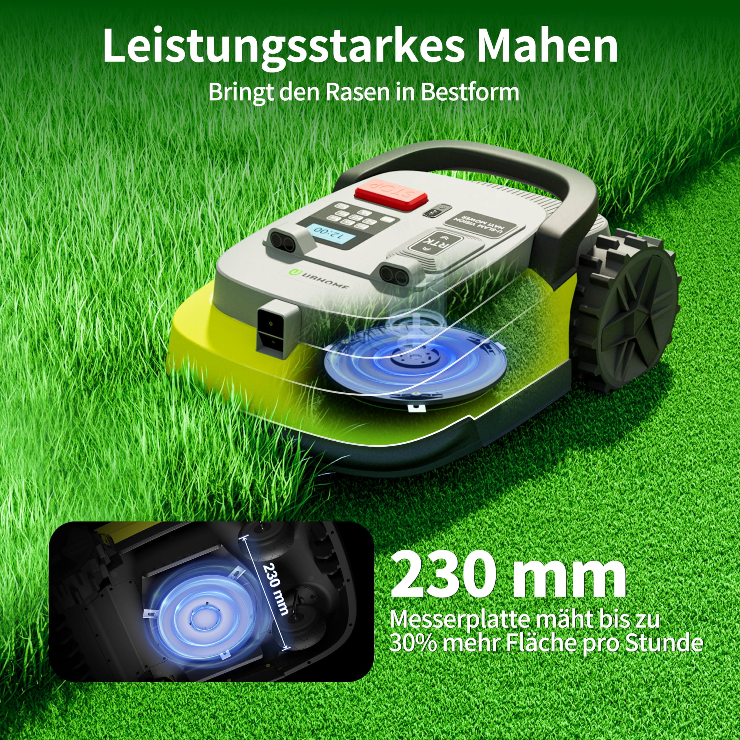 M10 Robot Cortacésped Perimetral sin Cables, Navegación Inteligente, para Jardines hasta 1000 m², Evitación de obstáculos, Control por aplicación, Pendiente del 55%