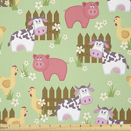 Miniatura 27 de Tela de panda Lunarable de The Yard, diseño de oso asiático con dibujos animados comiendo hojas y ramas, animal silvestre, tela decorativa para