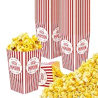 Vista 9 de Stock Your Home Paquete de 50 cajas de palomitas de maíz desechables de cine a rayas rojas y blancas, capacidad de 30 onzas, caja de aperitivos