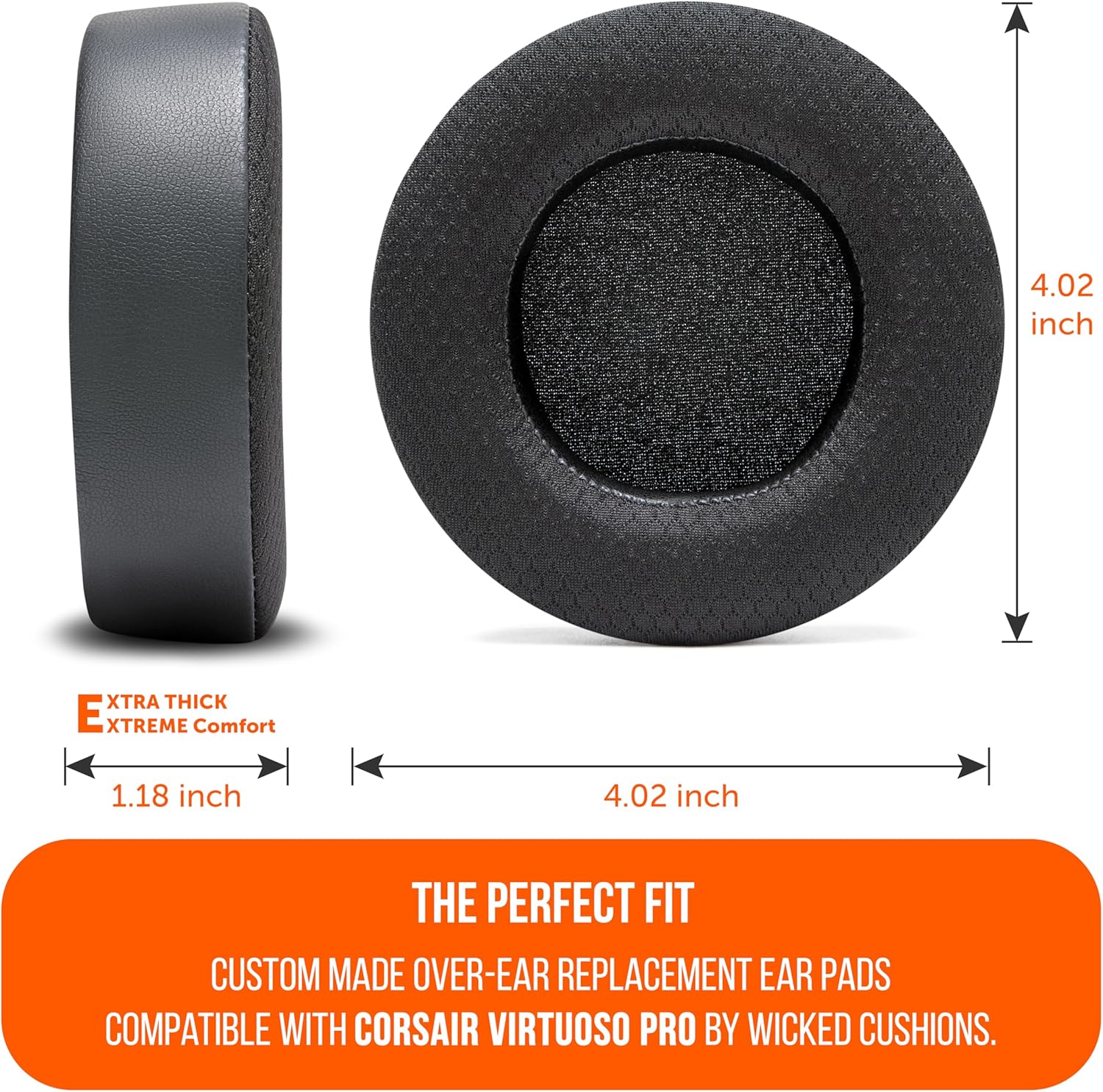 WC Freeze Virtuoso Pro - Cooling Gel Earpads for Corsair Virtuoso Pro Headsets Made by Wicked Cushions - Enhanced Comfort, Durability, and Sound Isolation for Superior Gaming Experiences | Black