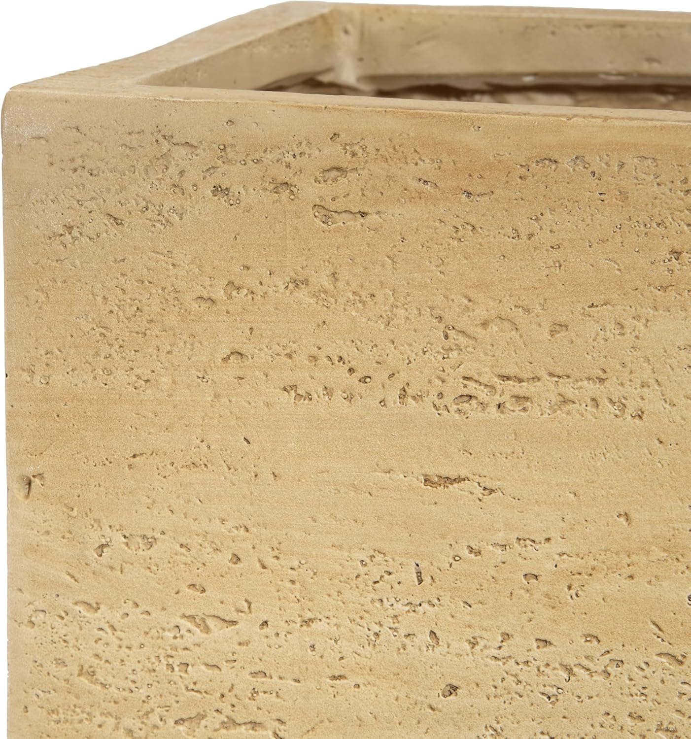 Christopher Knight Home Hearth Lightweight Concrete Planter Pot, Outdoor Planter, Garden Pot with Drainage Hole, Travertine Textures Garden Urn, Modern Plant Container for Backyard, Travertine Beige