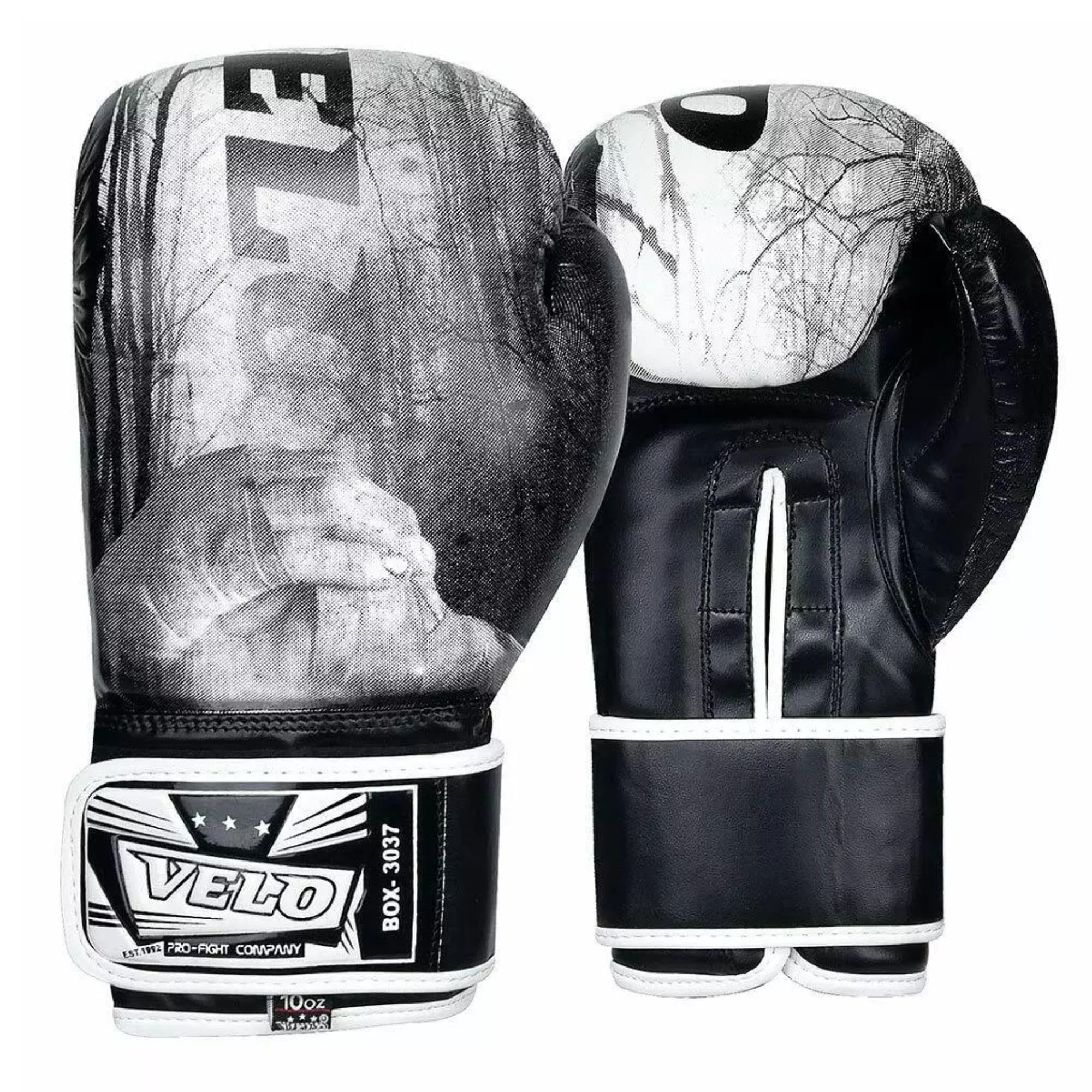 Velo Boxing Gloves Unisex DX Leather Pro Training & Sparring Muay Thai MMA- Heavy Punching Bag Focus Mitts Pads Ventilated Palm Multi-Layered- Grey 8-18 Oz
