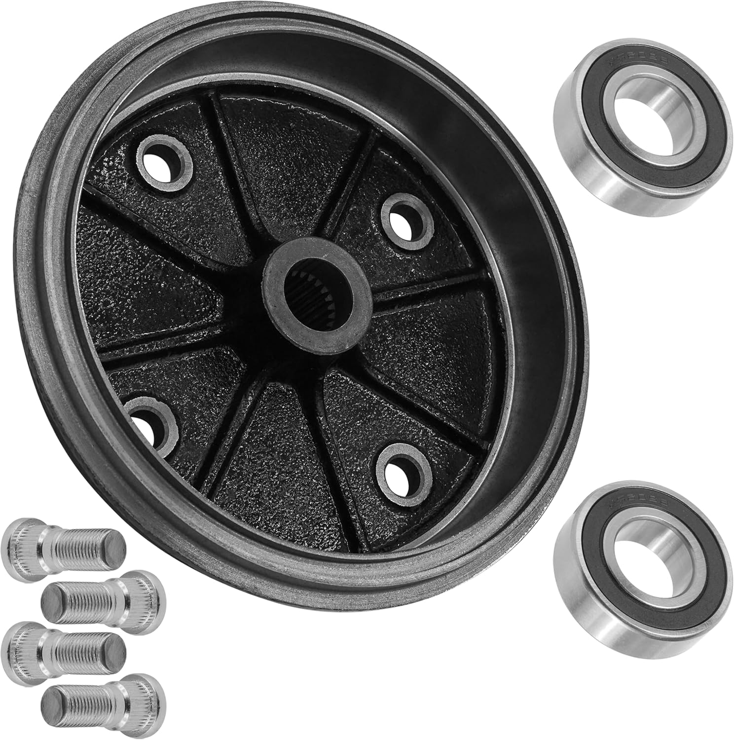 Caltric Rear Brake Drum with Bearing Bolt Compatible with Kawasaki 41038-1226
